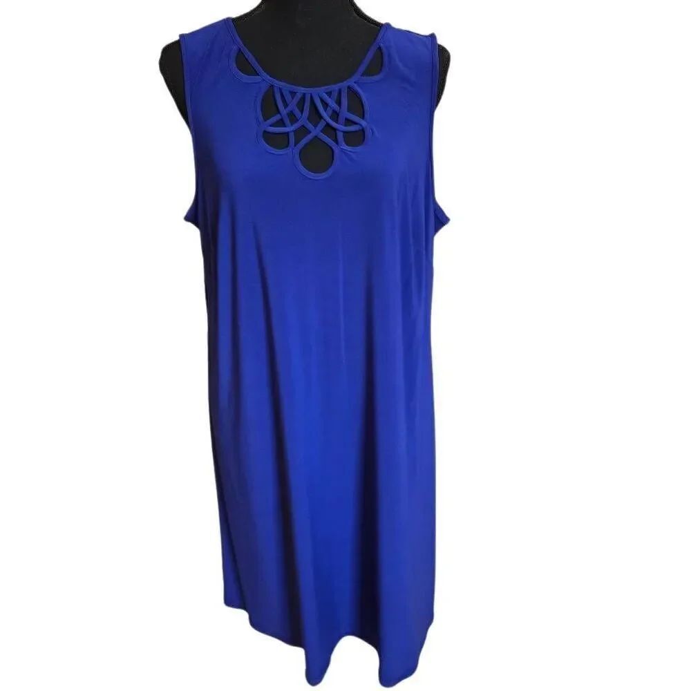 Ivy Lane Womens Vibrant Blue Wrinkle Resistant Summer Dress Size 1X